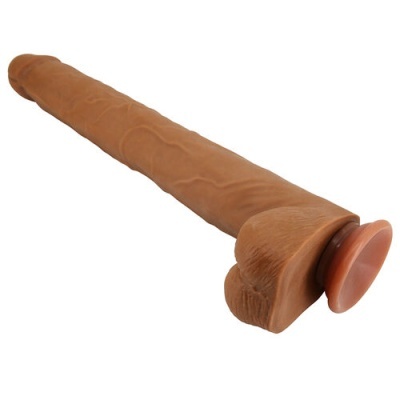 Dildo castanho com ventosa e textura realista