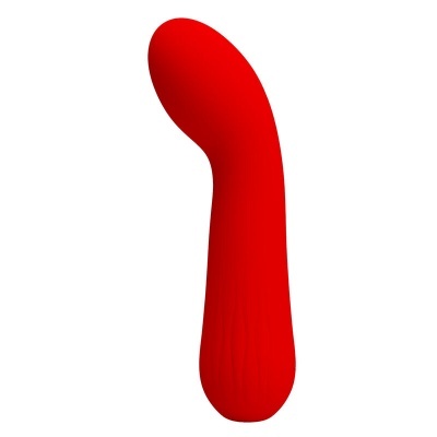 Vibrador curvo vermelho com cabeça arredondada