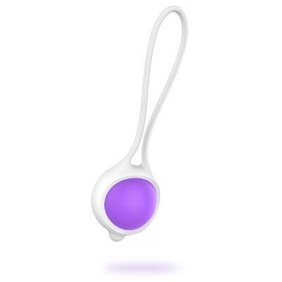 Dispositivo pequeno branco com esfera roxa e alça fina
