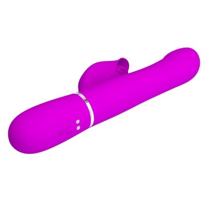 Vibrador rosa em silicone com duas secções e marcas CE