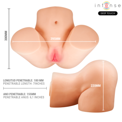 Moldura de silicone com anca e zona genital feminina em silicone rosa com medidas