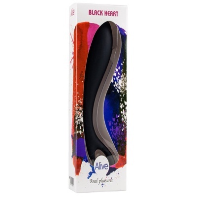 Caixa branca com dispositivo preto e texto BLACK HEART Alive Anal pleasures