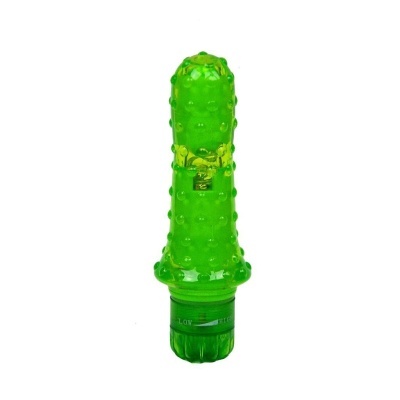 Vibrador verde translúcido com texturas e ajuste de velocidade