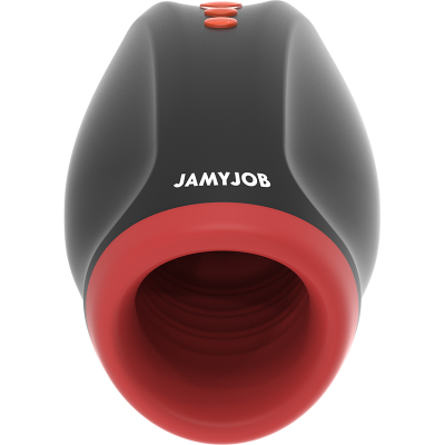 Dispositivo preto e vermelho com botões laranja e marca JAMYJOB