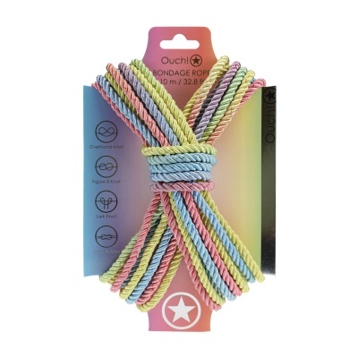 Rope de bondage colorido com embalagem gradient e instruções para nós