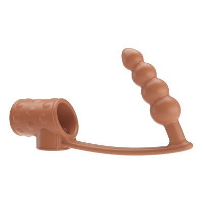 Dispositivo ondulado de silicone castanho com textura de pontos