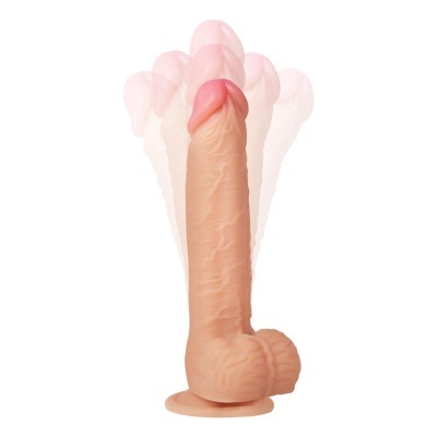 Dildo realista cor de pele com glande rosa e base circular