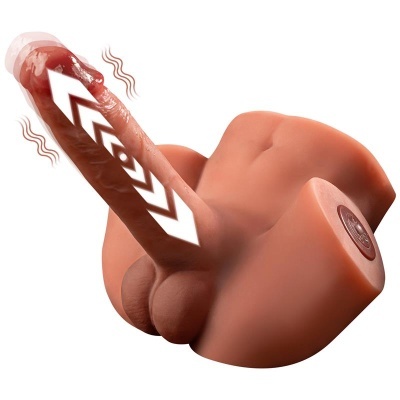Modelo anatómico masculino em silicone com base e botão