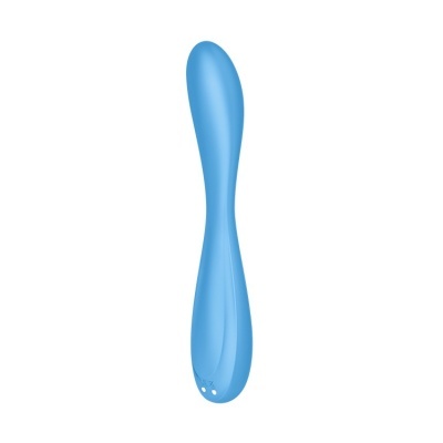 Vibrador azul curvado de silicone com superfície lisa
