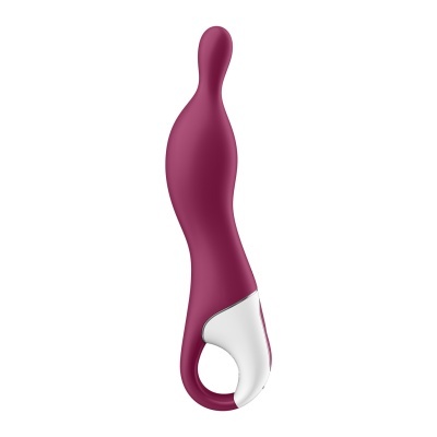 Vibrador curvo vinho com alça branca
