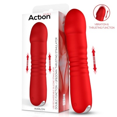 Estimulador duplo vermelho de silicone com embalagem branca