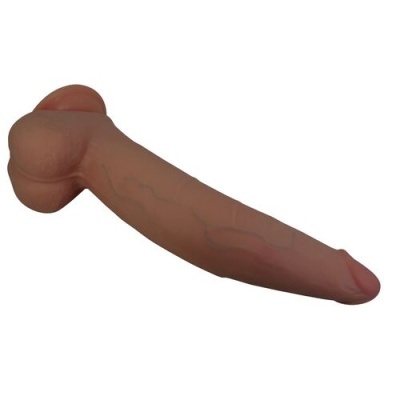 Dildo realista cor pele com veias e glande rosa