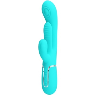Vibrador azul turquesa com botões prateados
