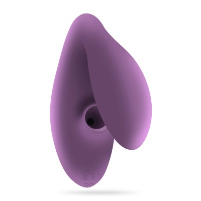 Objeto roxo de silicone com formato orgânico suspenso