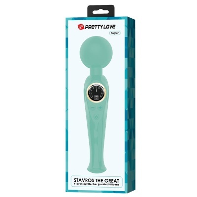 Vibrador verde água recarregável Pretty Love Skyler na embalagem azul