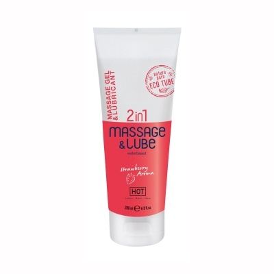 Tubo de gel massageador e lubrificante aroma morango 200 ml