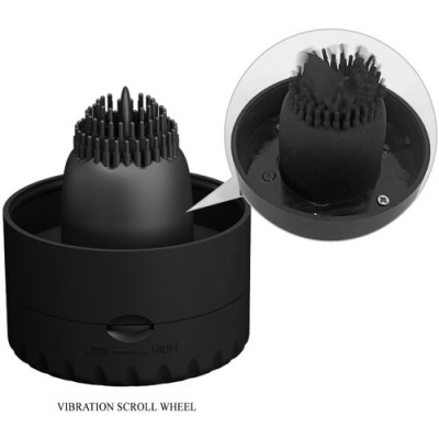 Rodízio vibratório preto com base circular e cerdas