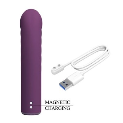 Vibrador roxo com carregador magnético USB branco