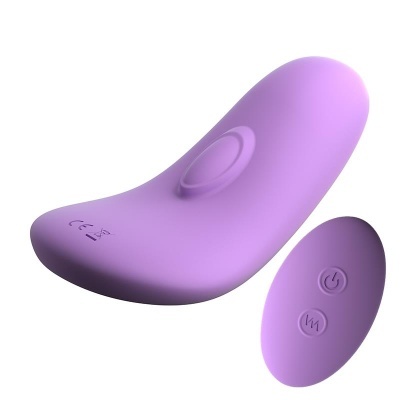 Dispositivo lilás ergonómico com controlo remoto com dois botões.