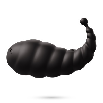 Escultura negra fosca abstrata ondulada com esfera na ponta