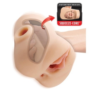 Produto em silicone com design patenteado SQUEEZE-CORE™ mostrando estrutura interna destacado