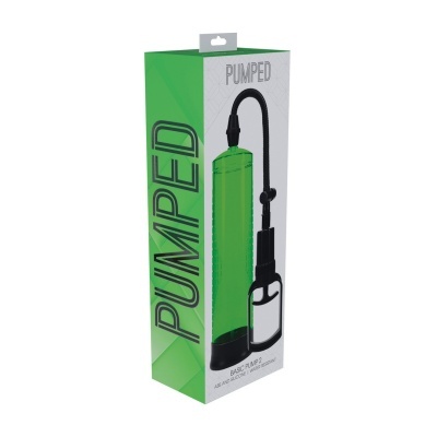 Embalagem de bomba manual PUMPED em verde e branco