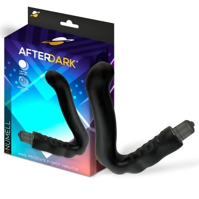 Vibrador anal preto com embalagem colorida AFTERDARK