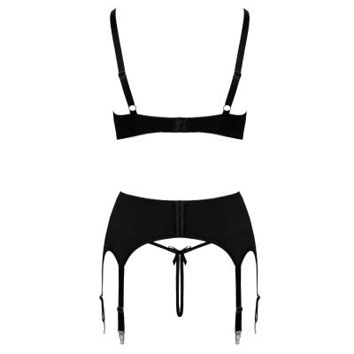 Conjunto de lingerie preto com soutien e cinta-liga