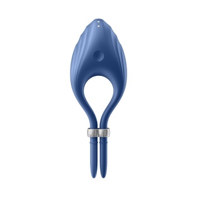 Dispositivo azul ergonômico com botão de power e prolongamentos flexíveis