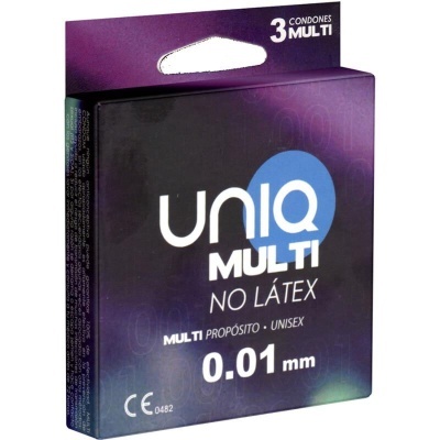 Embalagem de condones UNIQ MULTI NO LÁTEX 3 unidades