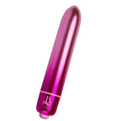 Vibrador metálico cor-de-rosa cilíndrico com botão