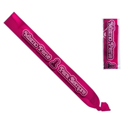 Embalagem rosa com texto Mismo Pene Para Siempre e ícone de falo