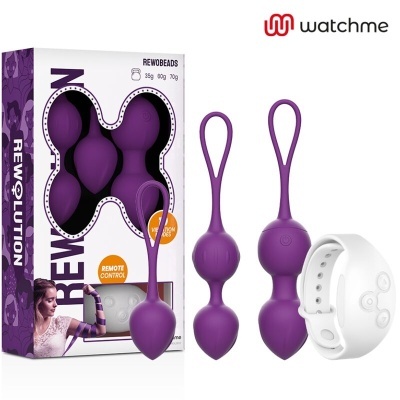 Conjunto de bolas roxas REWOBEADS com controlo remoto branco e embalagem