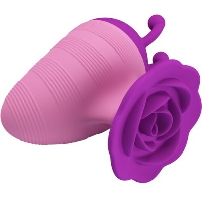 Mini vibrador rosa com base em forma de flor roxa