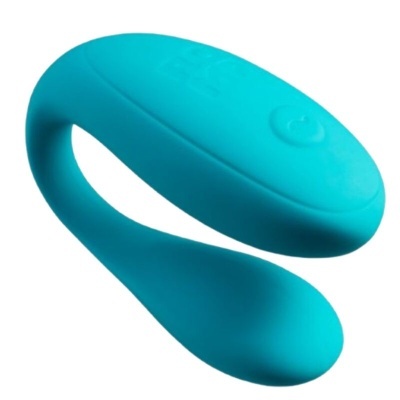 Dispositivo azul em silicone curvo com dois botões