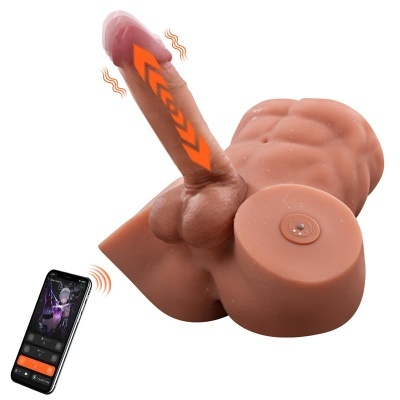 Brinquedo sexual em silicone cor de pele com telemóvel de controlo