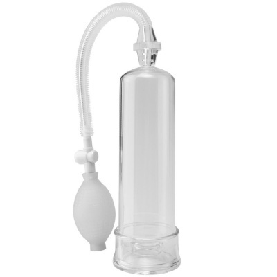 Bomba de vácuo transparente com mangueira flexível e pistão branco