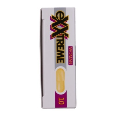 Embalagem branca do produto eXXxtreme WOMAN com cápsula e o número 10