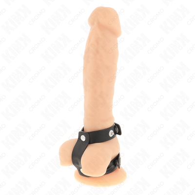 Dildo realista bege com anel de couro preto