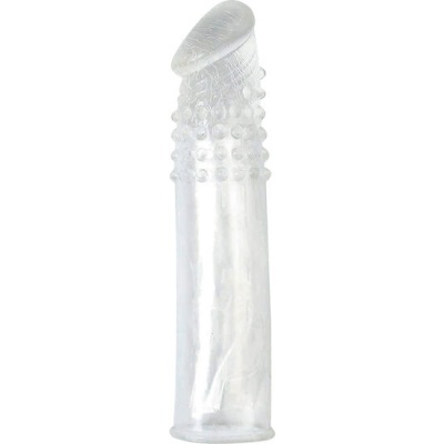 Capa transparente para penis com pequenas bolinhas e base larga