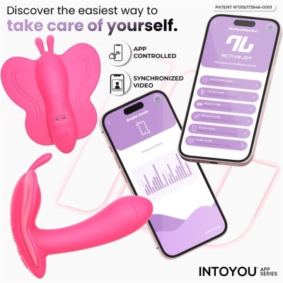 Dispositivos sexuais cor-de-rosa e smartphones com aplicação ativa
