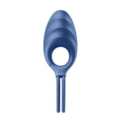 Anel azul de silicone ovóide com buraco circular no centro