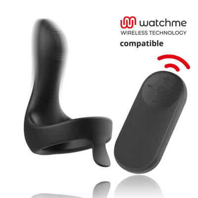 Dispositivo preto com controle remoto e texto watchme WIRELESS TECHNOLOGY compatible