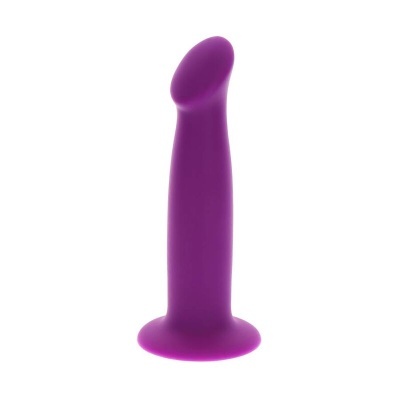 Produto roxo cilíndrico com base larga e topo inclinado