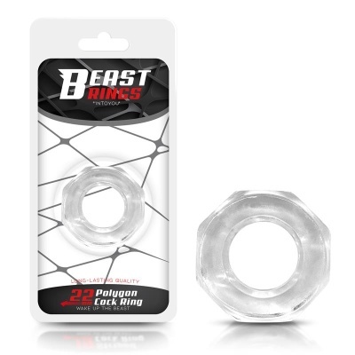 Anel masculino transparente poligonal na embalagem Beast Rings