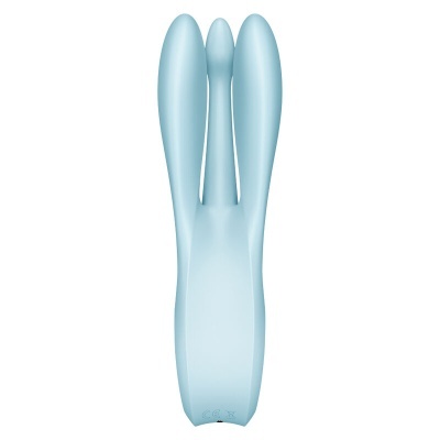 Produto de silicone azul claro com três apêndices alongados