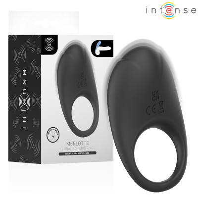 Anel vibrador para pénis preto MERLOTTE na embalagem intensa