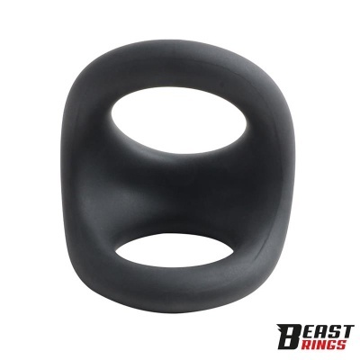 Anel preto erótico com duas aberturas ovais da marca BEAST RINGS