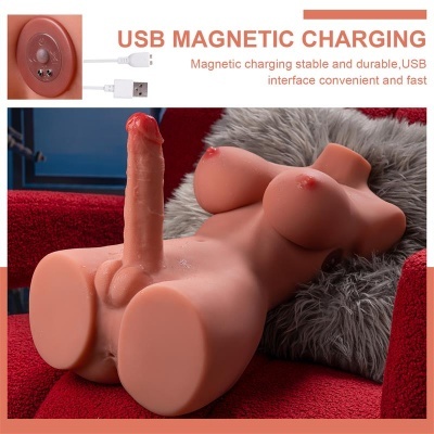 Boneca sexual realista de silicone com carregamento USB magnético