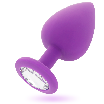 Plug anal roxo de silicone com pedra decorativa na base
